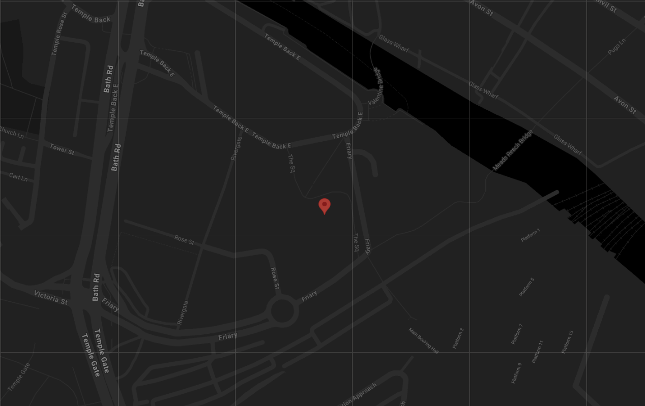 An image of a black location map of Bristol.
